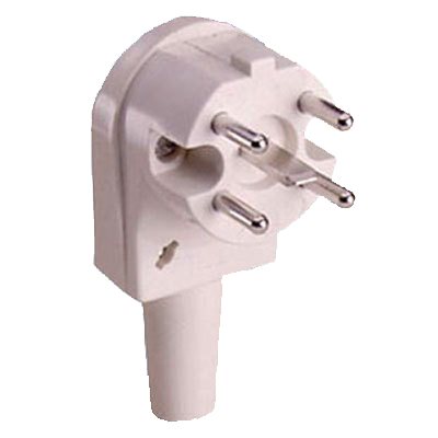 400V Perilex 16A Vit, Vinklad Stickpropp med kabel