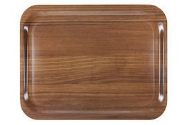 Bricka 36x28 cm Teak, Mönstrad trälaminat med antislip