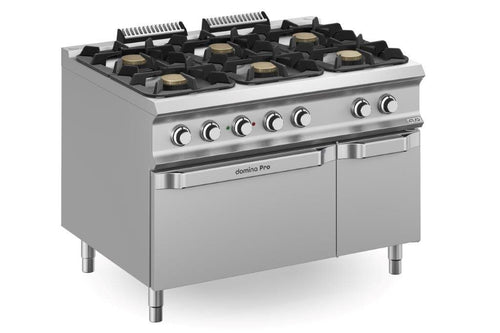 6 gasbrännare 33kW med ugn Domina Pro 900