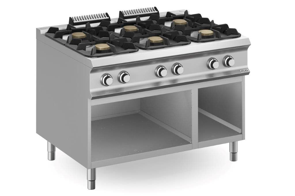 6 gasbrännare 33kW öppet skåp, Domina Pro 900