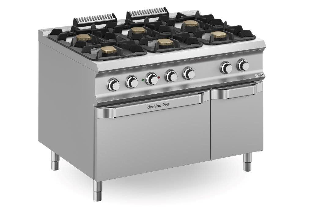 6 gasbrännare 54 kW med ugn Domina Pro 900