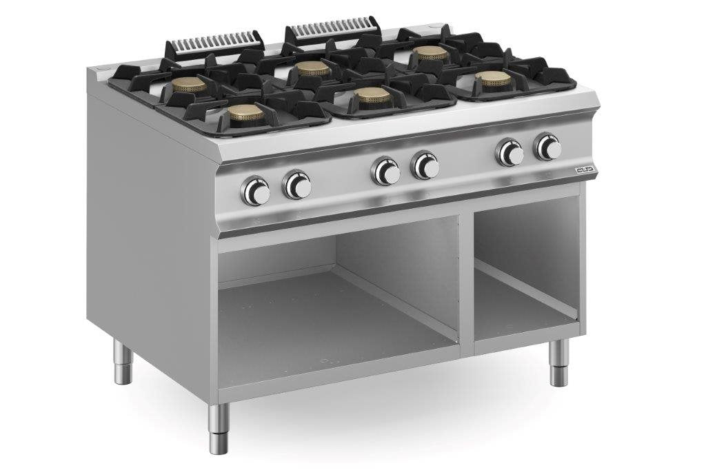 6 gasbrännare 54kW öppet skåp, Domina Pro 900