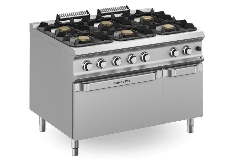 6 gasbrännare 61kW med ugn Domina Pro 900