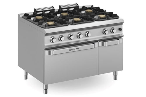 6 gasbrännare 61kW med ugn Domina Pro 900
