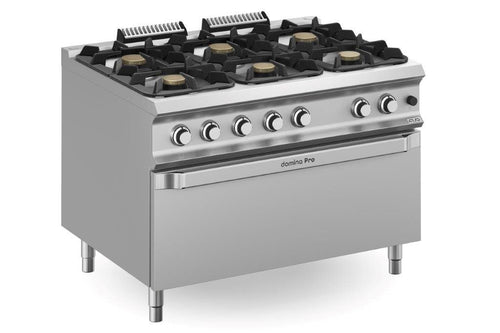 6 gasbrännare 64 kW med Maxi-ugn Domina Pro 900