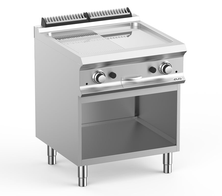Stekhäll Gas, Räfflad/Slät/Krom, 2brännare 7kW Domina Pro 700