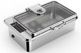 Chafing Dish Inbyggnadsmodell i rostfritt med ledat glas lock
