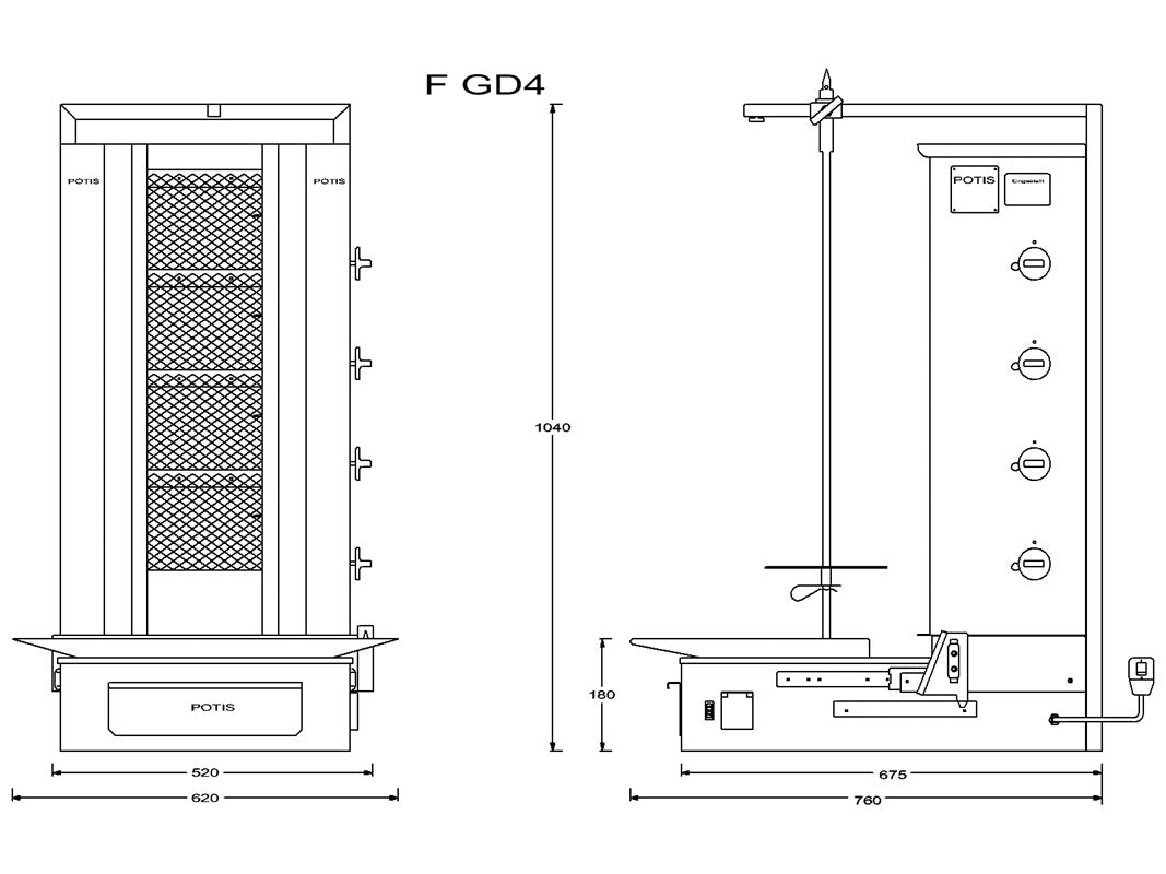 Kebabgrill F GD4 Gas