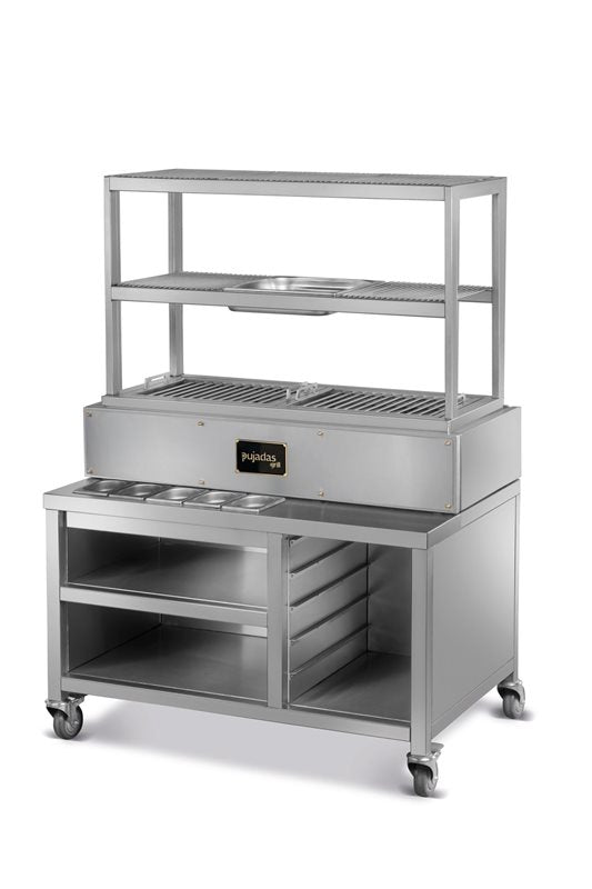 Öppen kolgrill med underskåp, Robata, Rostfri