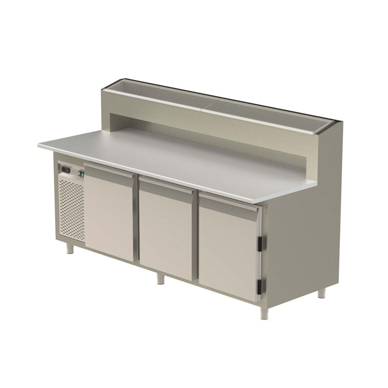 Pizzabänk 1600-2700mm med upphöjd Ränna