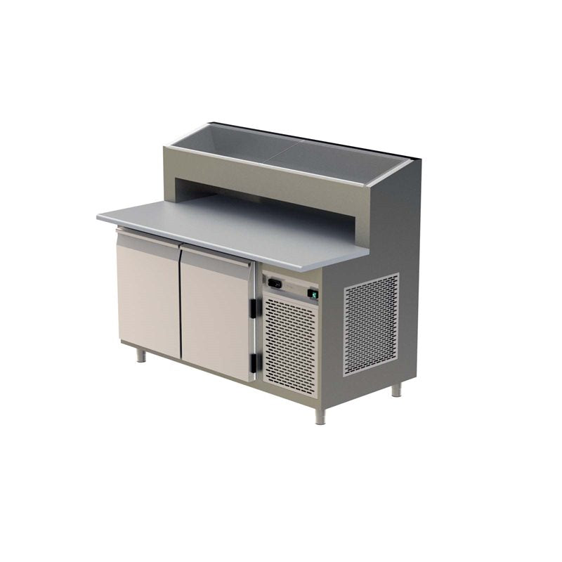 Pizzabänk 1600-2700mm med upphöjd Ränna