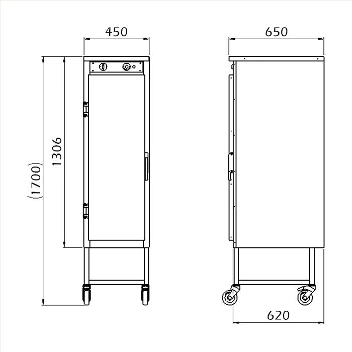Värmeskåp ECO-line, Med hjul, 10 x 1/1 GN