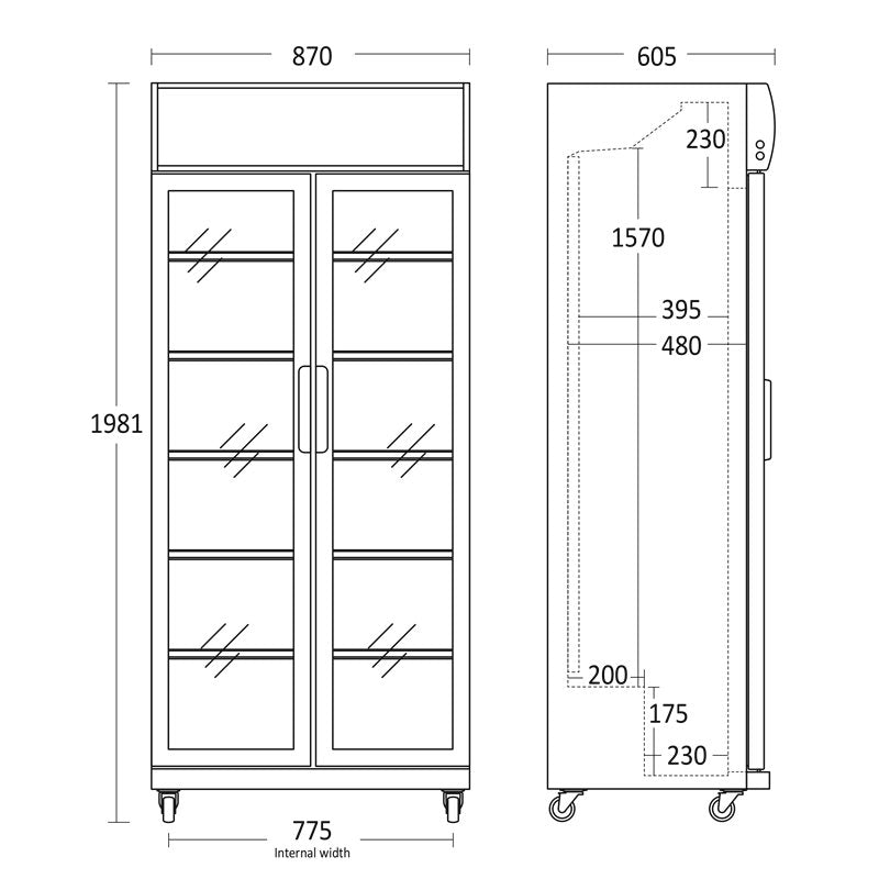 Drickakyl SD 881 HE, 2 Dörrar, 510W, 579 L