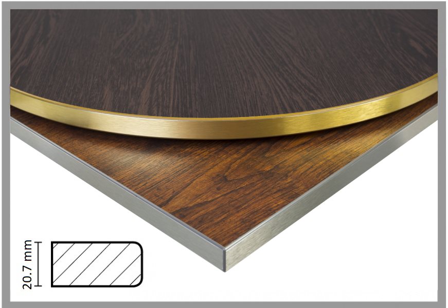 Bordsskiva 40mm Från 60x60cm, Guld/Silverkant
