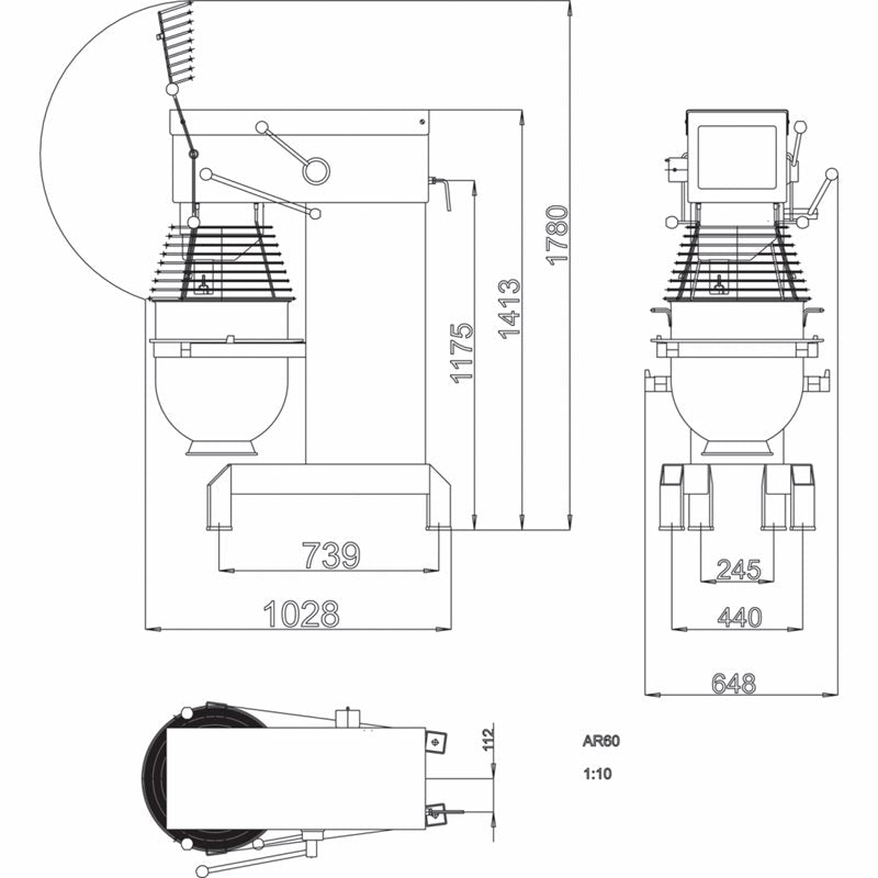 Blandare AR60 VL-1, 1850W, Manuell