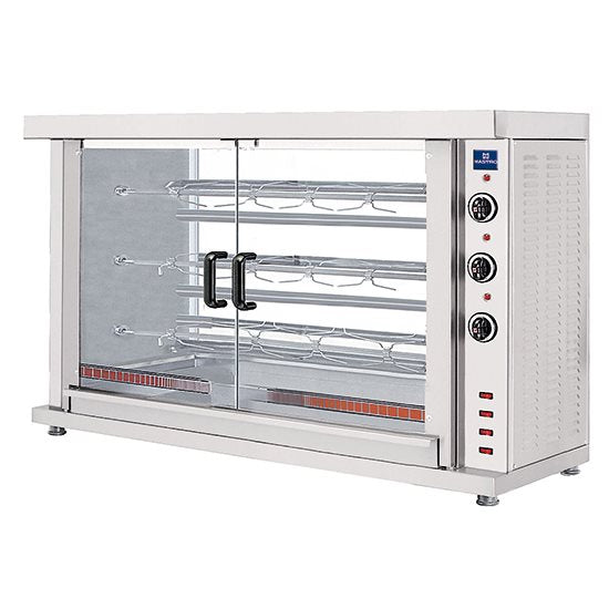 Elektrisk Kycklinggrill med belysning & 3 spett för 12-15 kycklingar