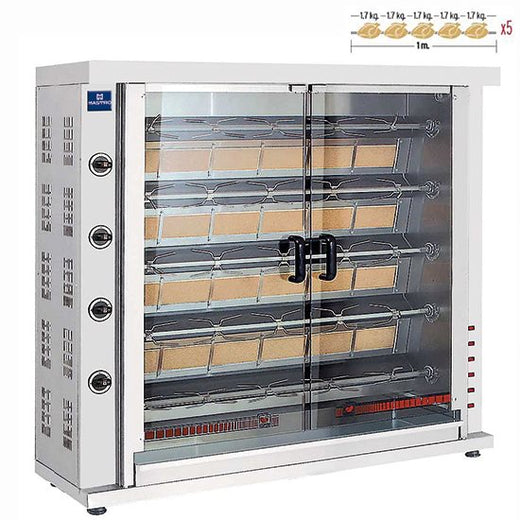 Gas Kycklinggrill med belysning  & 5 spett för 20-25 Kycklingar