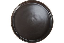 Tallrik flat Ø 27 cm Rhea med kant, Fältspatporslin, brun/svart,